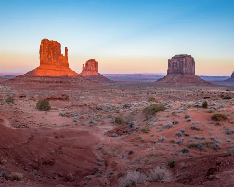 The buttes of Monument Valley at sunrise