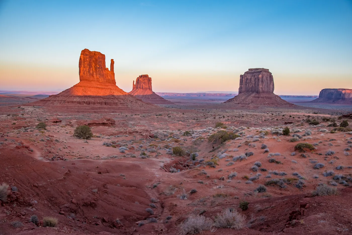 The buttes of Monument Valley at sunrise