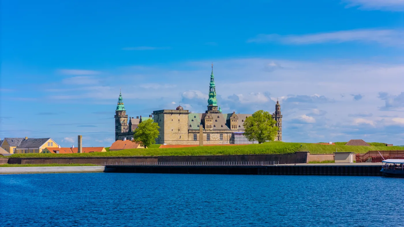 Kronborg Castle across the water in Helsingør, Denmark