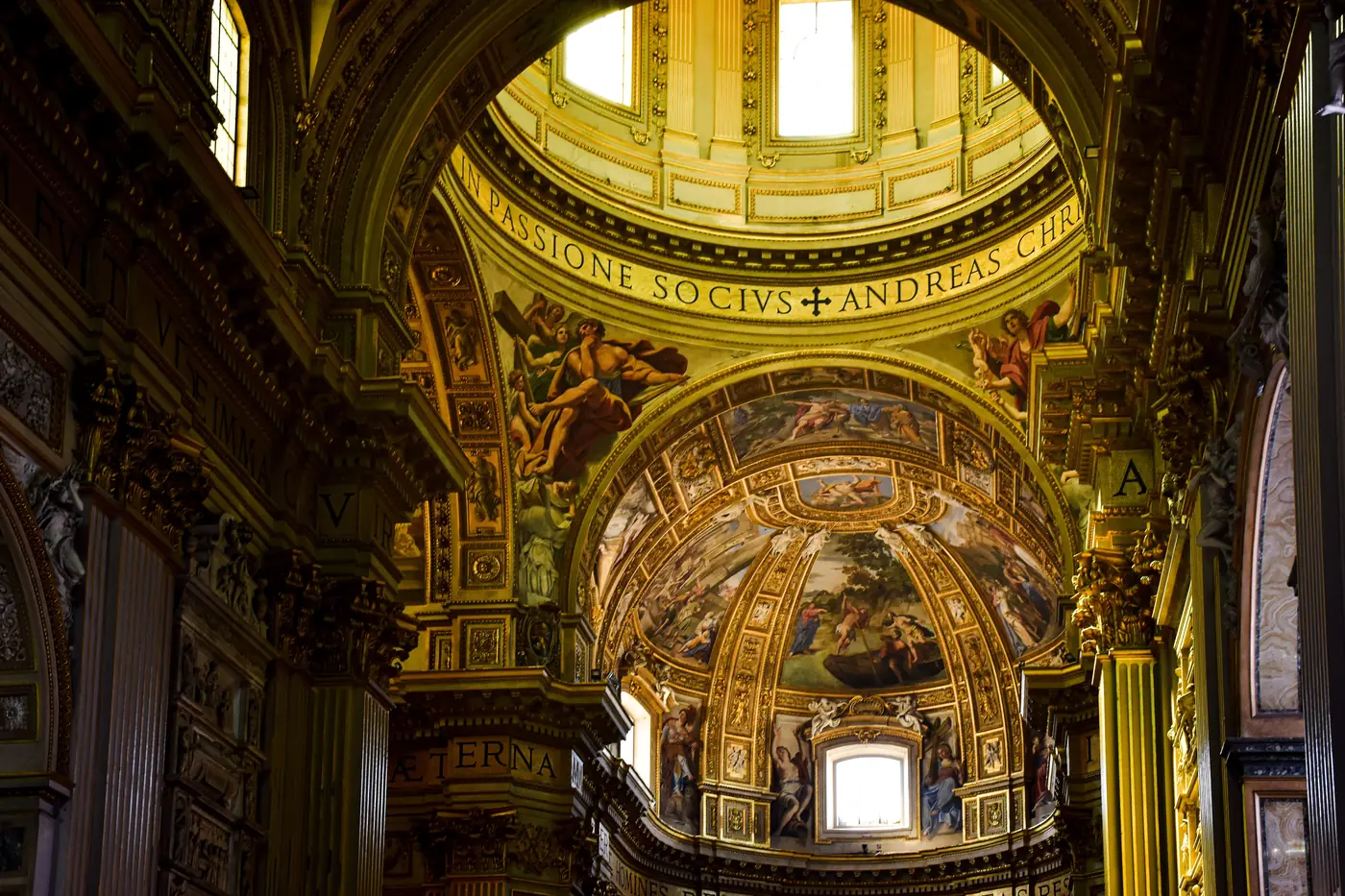 The painted dome of a baroque church in Rome