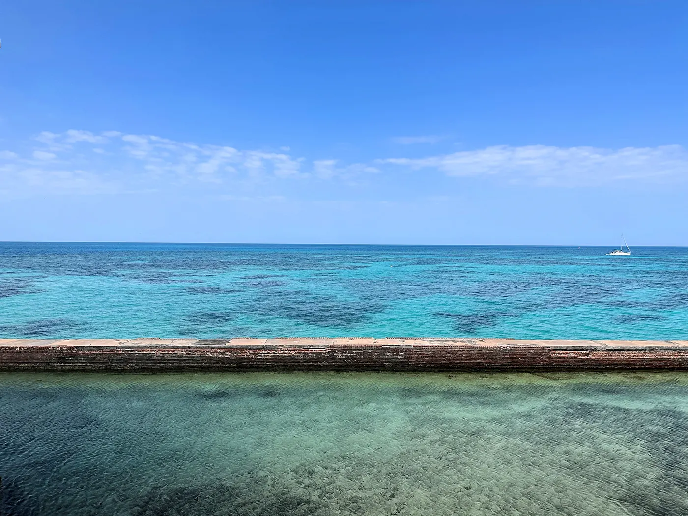 Clear turquoise water along the shoreline in Key West