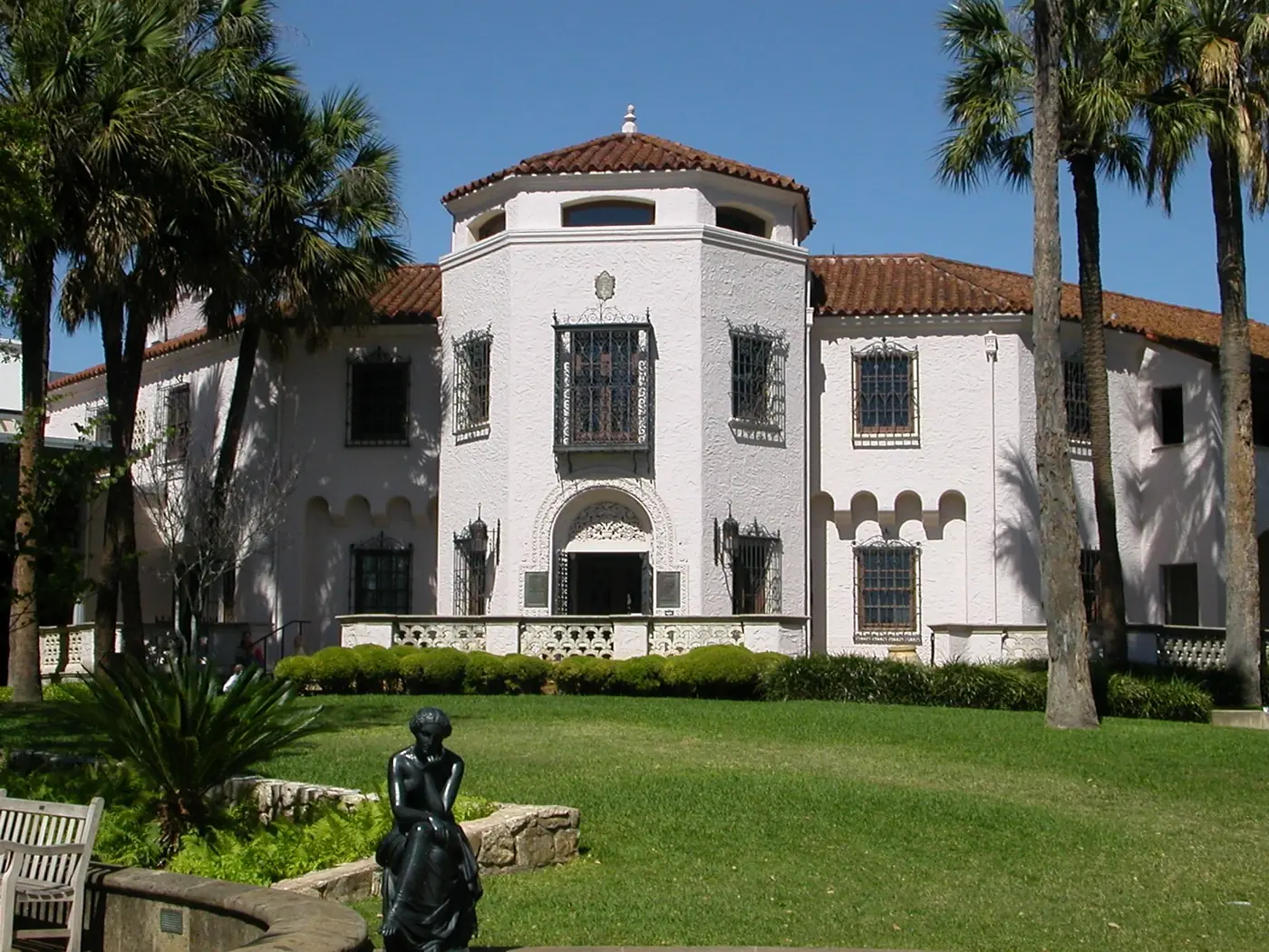 The white Spanish style mansion of the McNay Art Museum in San Antonio