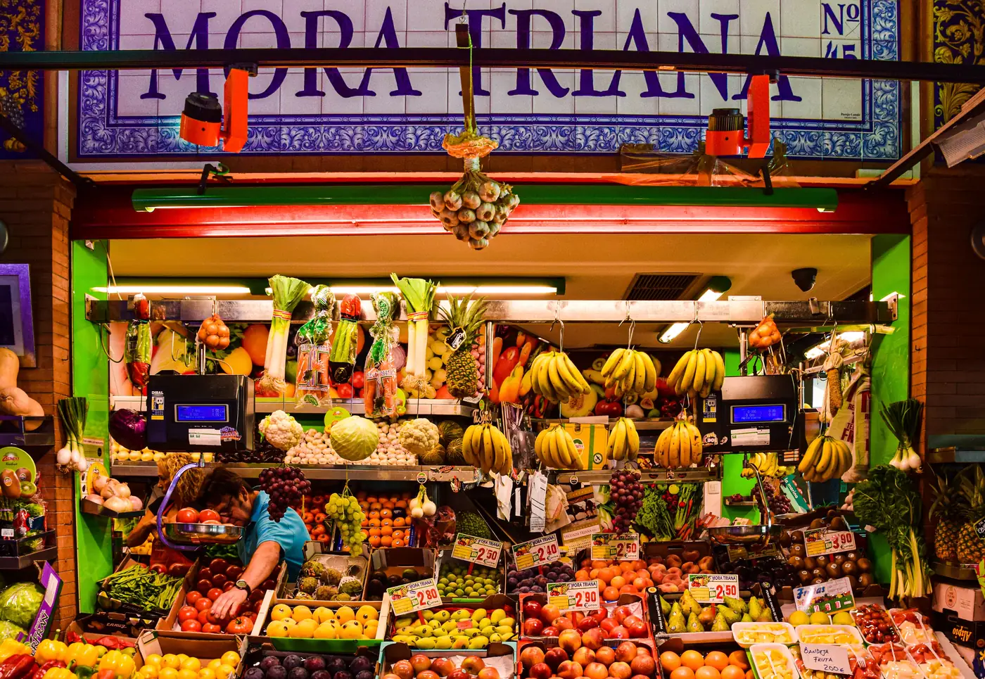 A fruit stall at the Mercado de Triana in Seville