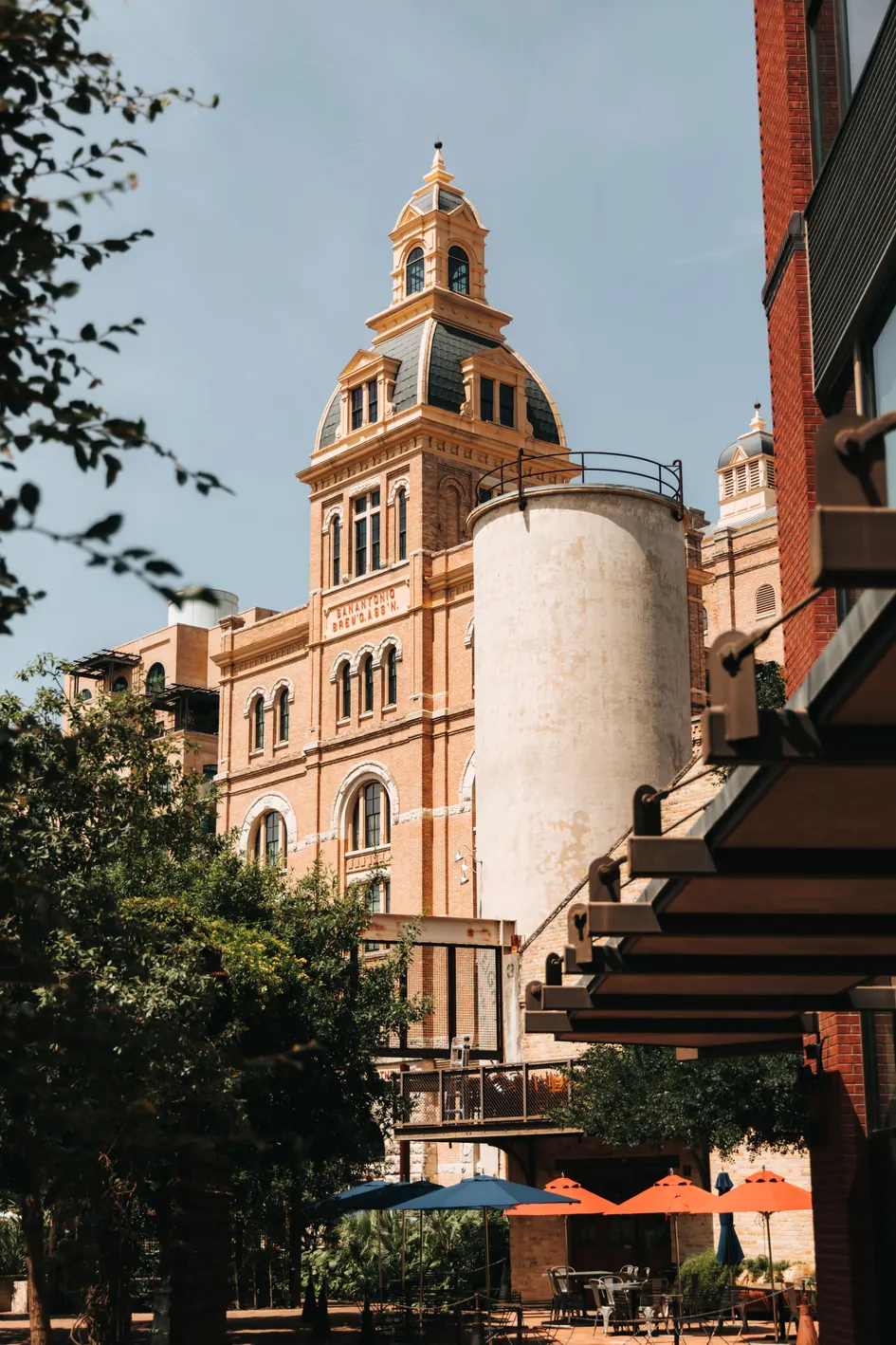 The historic brewhouse tower at the Pearl in San Antonio